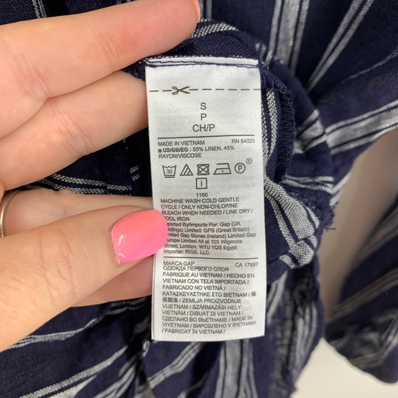 Gap Maternity Striped Linen Blend Faux Wrap Top Sz S - Picture 8 of 10